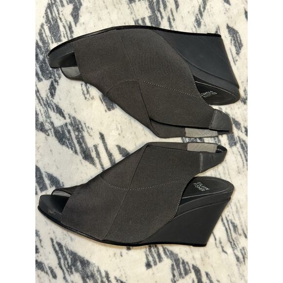 Eileen Fisher Women's Gray Sling Back Open Toe Wedge Sandals SZ 9.5 - Picture 5 of 11